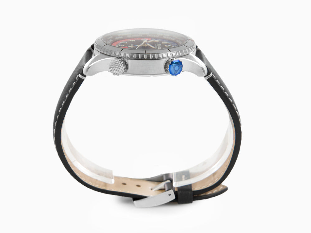 Alpina Startimer Pilot Quartz Worldtimer Uhr, 41 mm, Schwarz, AL-255BRB4S26