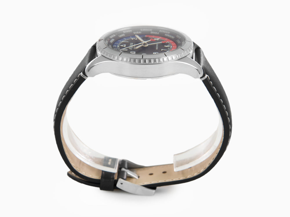 Alpina Startimer Pilot Quartz Worldtimer Uhr, 41 mm, Schwarz, AL-255BRB4S26