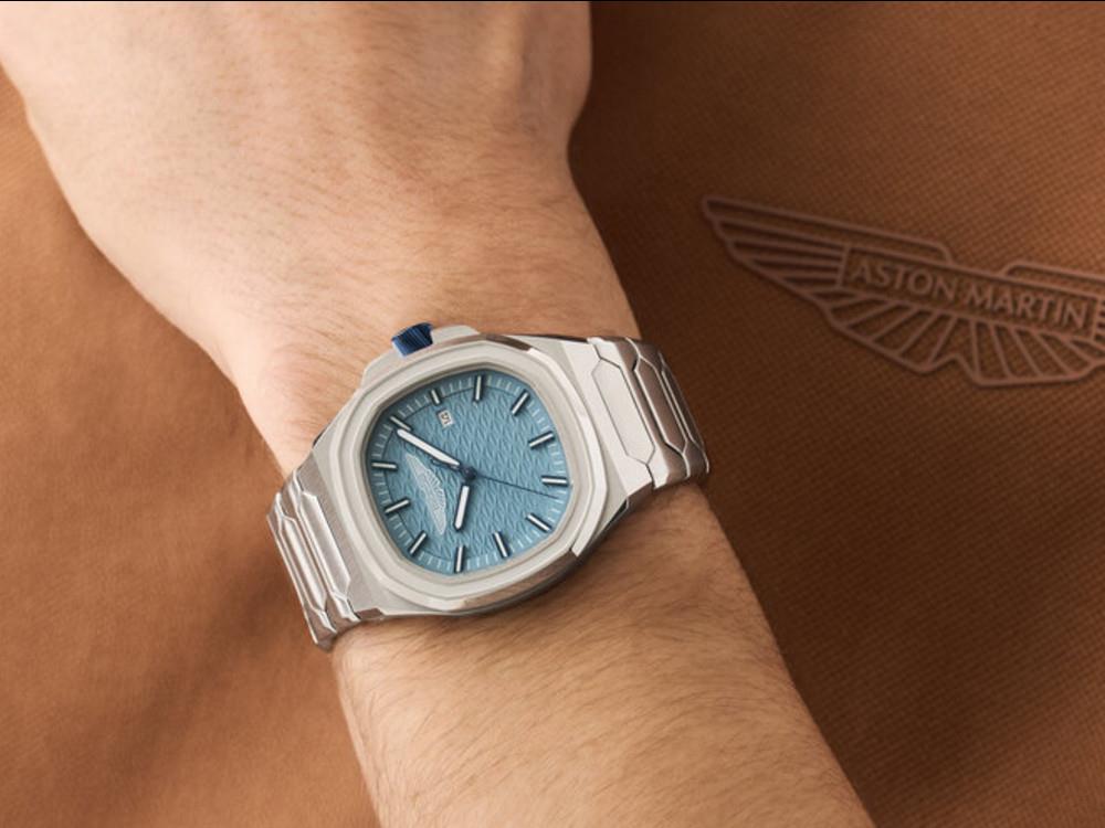 Aston Martin Icon GPQ Quartz Uhr, Recycelter Stahl, Blau, 42 mm, MTIG2S605