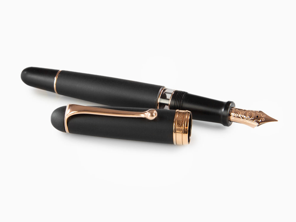 Aurora 88 Black Satin Füllfederhalter, Roségoldene Beschläge, 809-PN