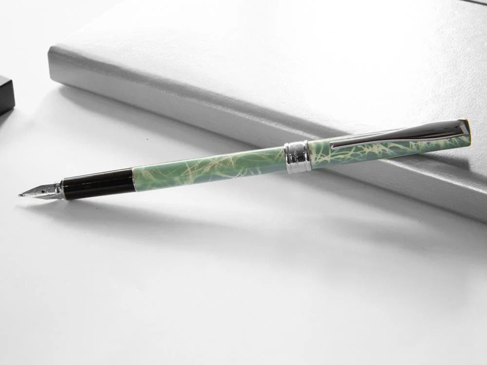 Aurora Magellano Füllfederhalter, Lack, Verchromte Akzente, Blau, A18CA