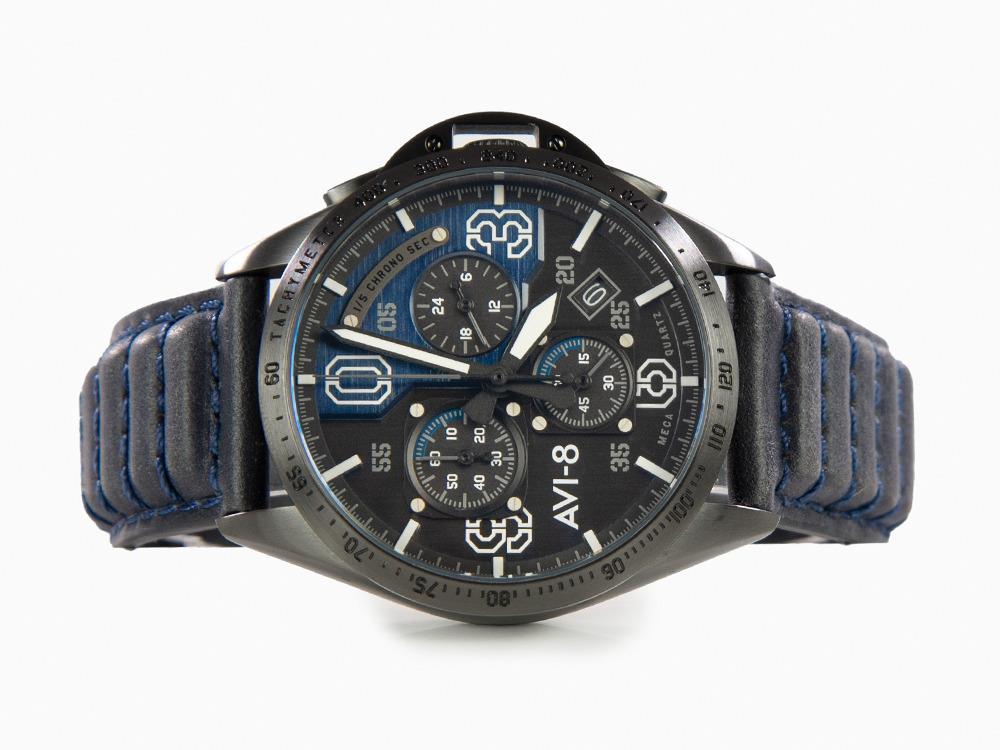 AVI-8 P-51 Mustang Blakeslee Chronograph Air Blue Quartz Uhr, AV-4077-04