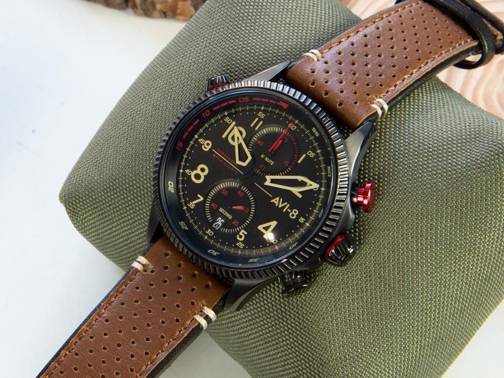 AVI-8 Hawker Hunter Duke Chronograph Tangmere Quartz Uhr, Schwarz, AV-4080-04