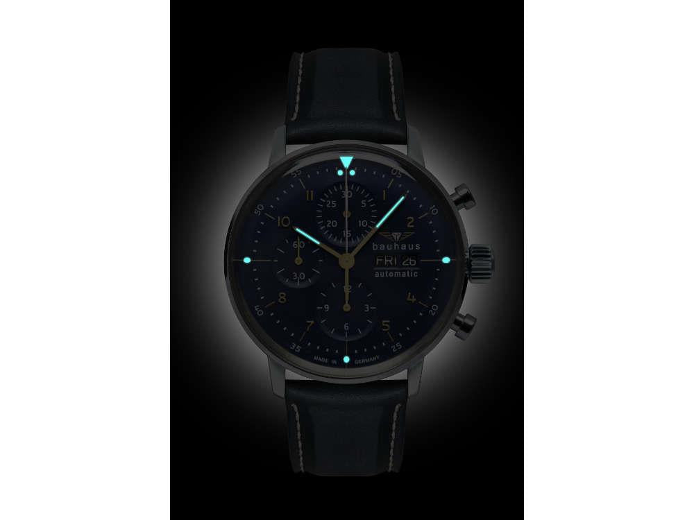 Bauhaus Aviation Dessau Automatik Uhr, Blau, 42 mm, SW 500, 2018-3