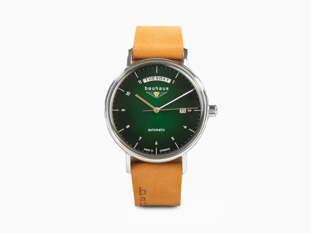 Bauhaus Automatik Uhr, Grün, 41 mm, Tag und Datum, 2162-4