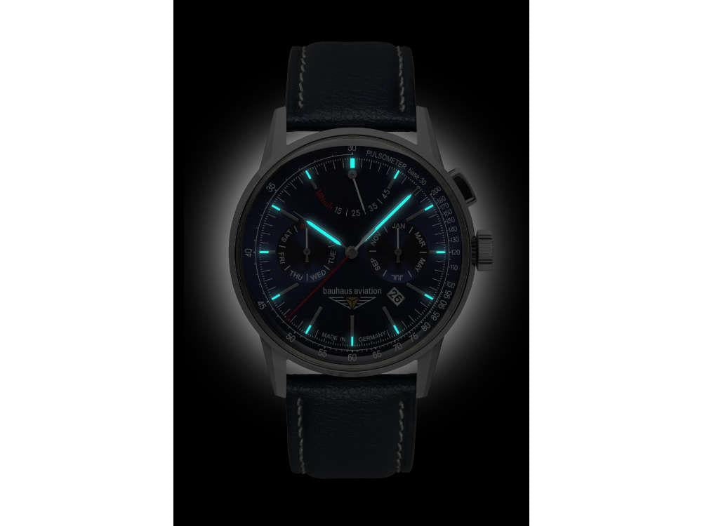Bauhaus Aviation G38 Dessau Automatik Uhr, Blau, 42 mm, Miyota 9100, 2362-3