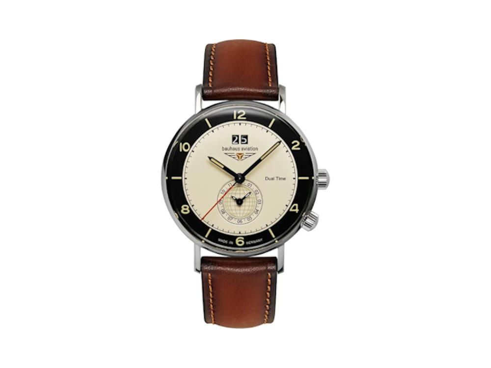 Bauhaus Aviation Quartz Uhr, Beige, 41 mm, Tag, 2446-2