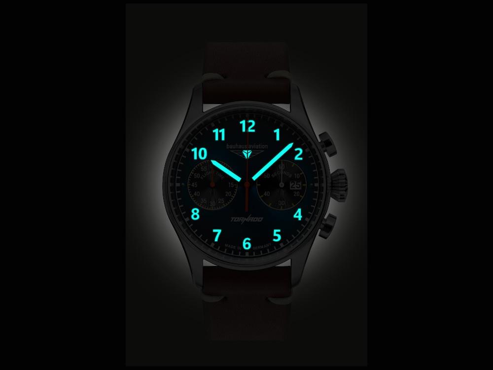 Bauhaus Aviation Tornado Quartz Uhr, Blau, 42 mm, Chronograph, Tag, 2772-3