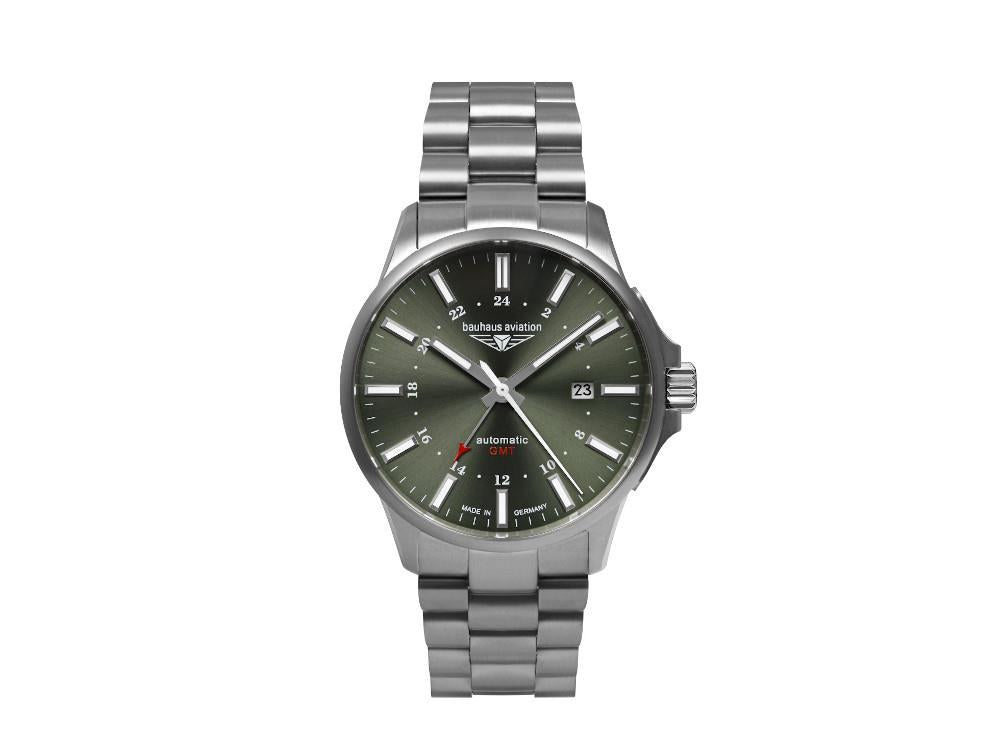 Bauhaus Aviation Titanium Automatik Uhr, Grün, 42 mm, Tag, 2868M-4