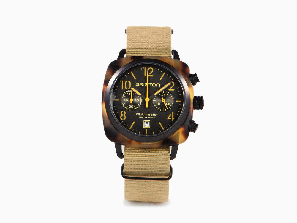 Briston Clubmaster Classic Safari Quartz Uhr, Schwarz, 40 mm, 14140.PBAM.TS.5.NK