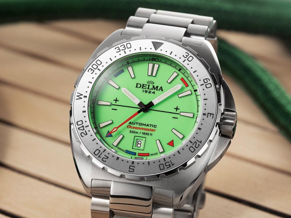Delma Diver Oceanmaster Lume Automatik Uhr, Grün, 44 mm, 41701.670.6.149