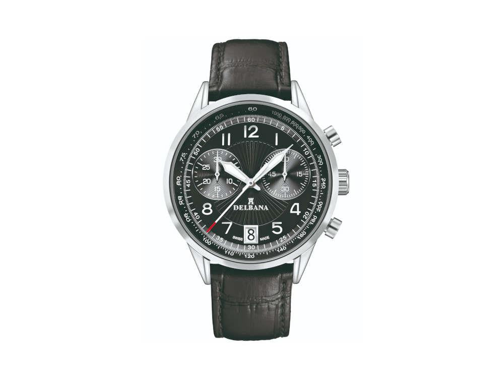 Delbana Classic Retro Chronograph Quartz Uhr, 42 mm, Lederband, 41601.672.6.034