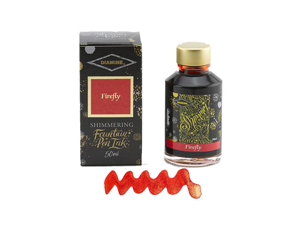 Diamine Shimmering Firefly Tintenfass, 50ml., Orange, Glass