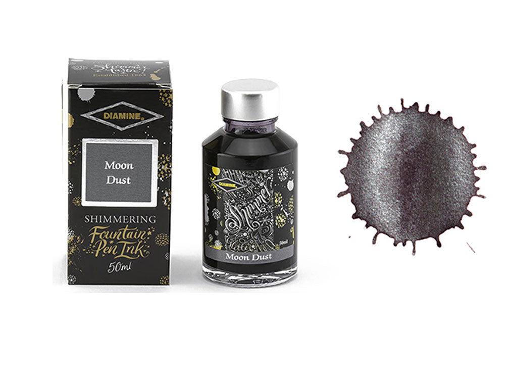Diamine Shimmering Moon Dust Tintenfass, 50ml, Grau, Glass