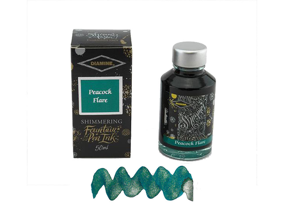 Diamine Shimmering Peacock Tintenfass, 50ml., Glass
