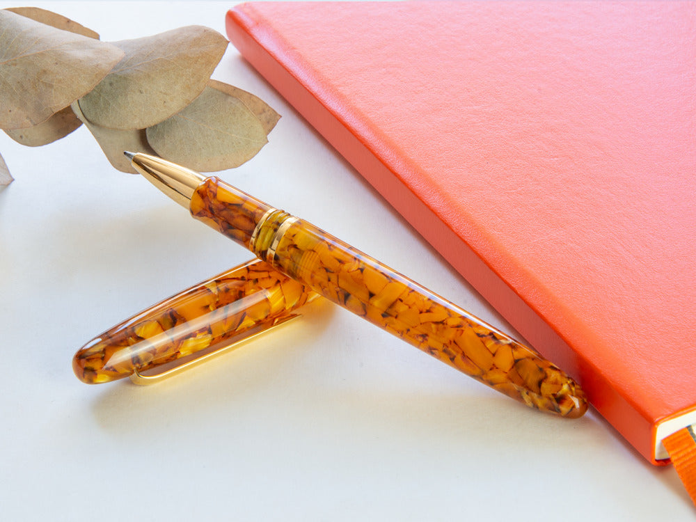 Esterbrook Estie Honeycomb Roller, Edelharz, Bernstein, Vergoldet, E427