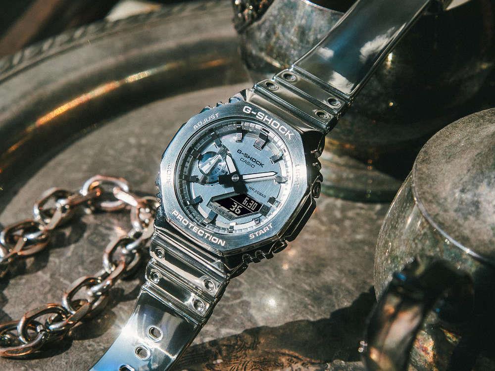 G-SHOCK Casio G-Steel Quartz Uhr, Harz, Silber, 49.3mm × 44.4mm, GM-2100YM-8AER