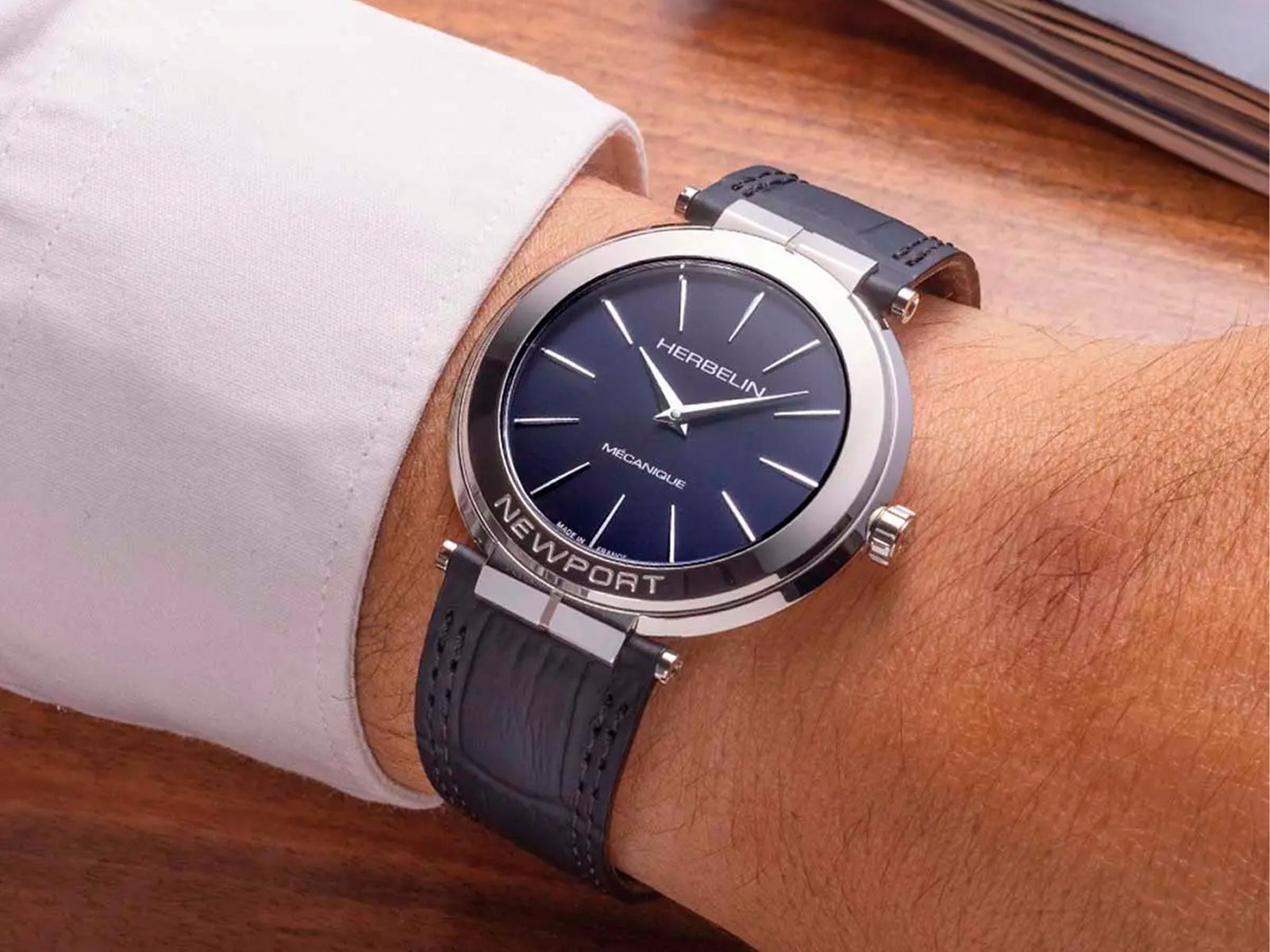 Herbelin Newport Slim Automatik Uhr, Blau, 42 mm, 1222AP15