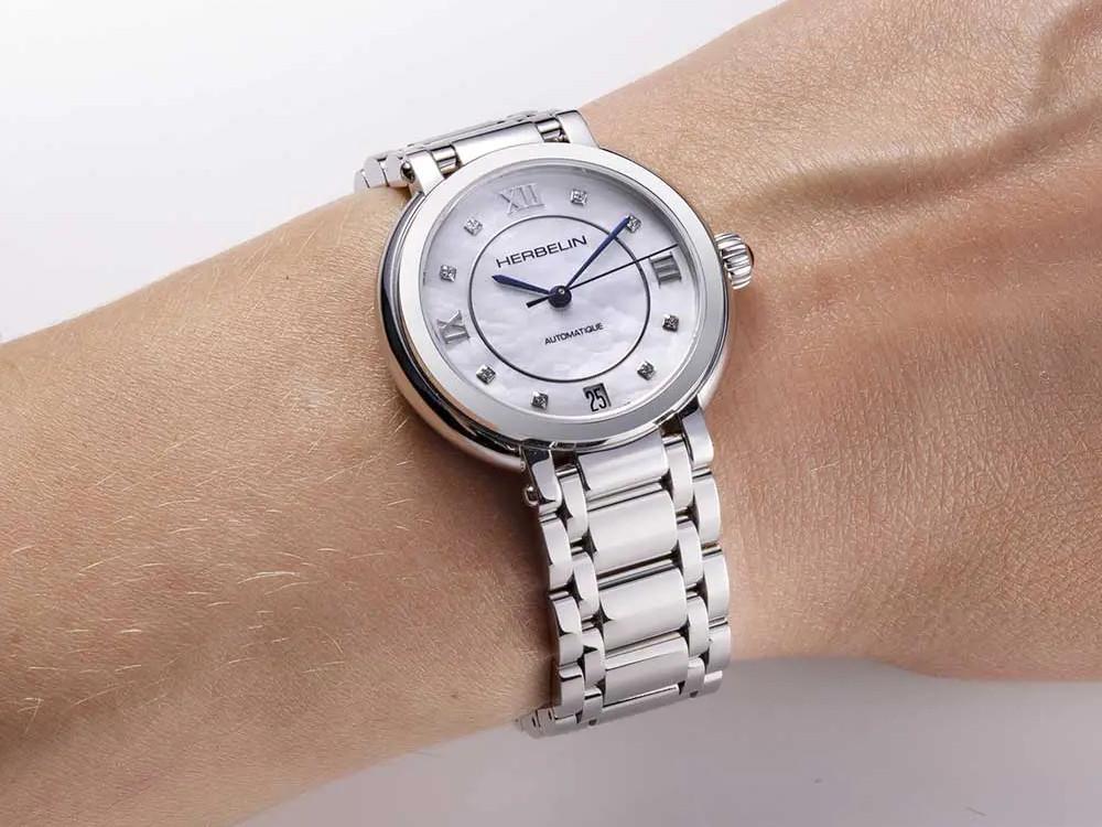 Herbelin Galet Automatik Uhr, SW 200-1, 33.5 mm, Silber, 1630B59