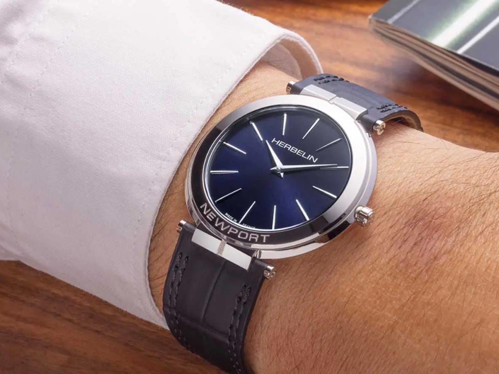 Herbelin Newport Slim Quartz Uhr, Edelstahl 316L , Blau, 40 mm, 19522AP15