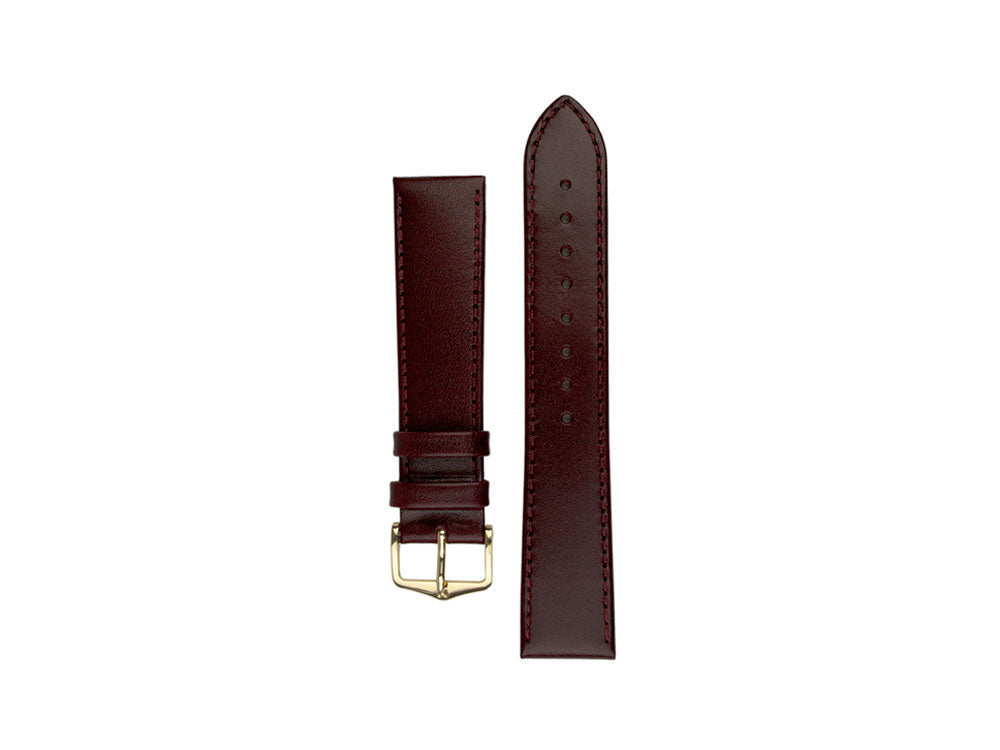 Hirsch Osiris Leder Band, Bordeaux, 20 mm, L (200 mm) , PVD gold, 03475060-1-20