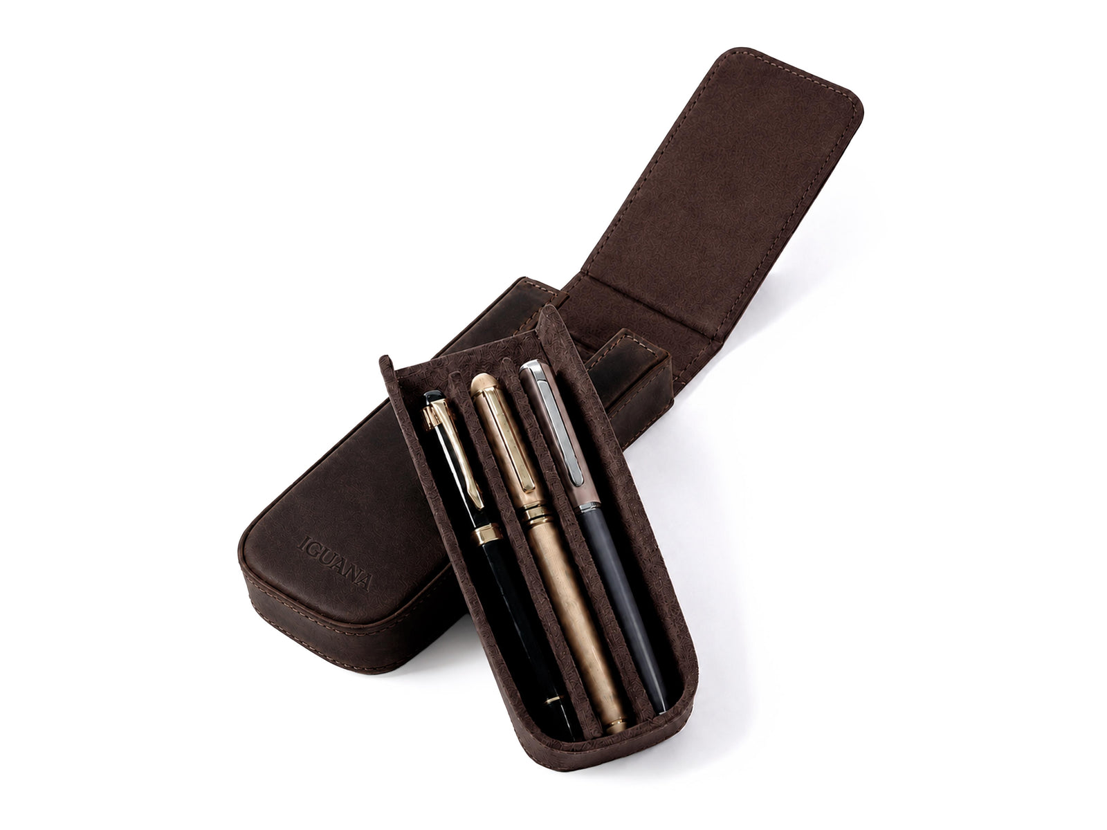 Iguana Stifteetui Braun für 3 Schreibaufgaben, PEN-CASE-BROWN-3