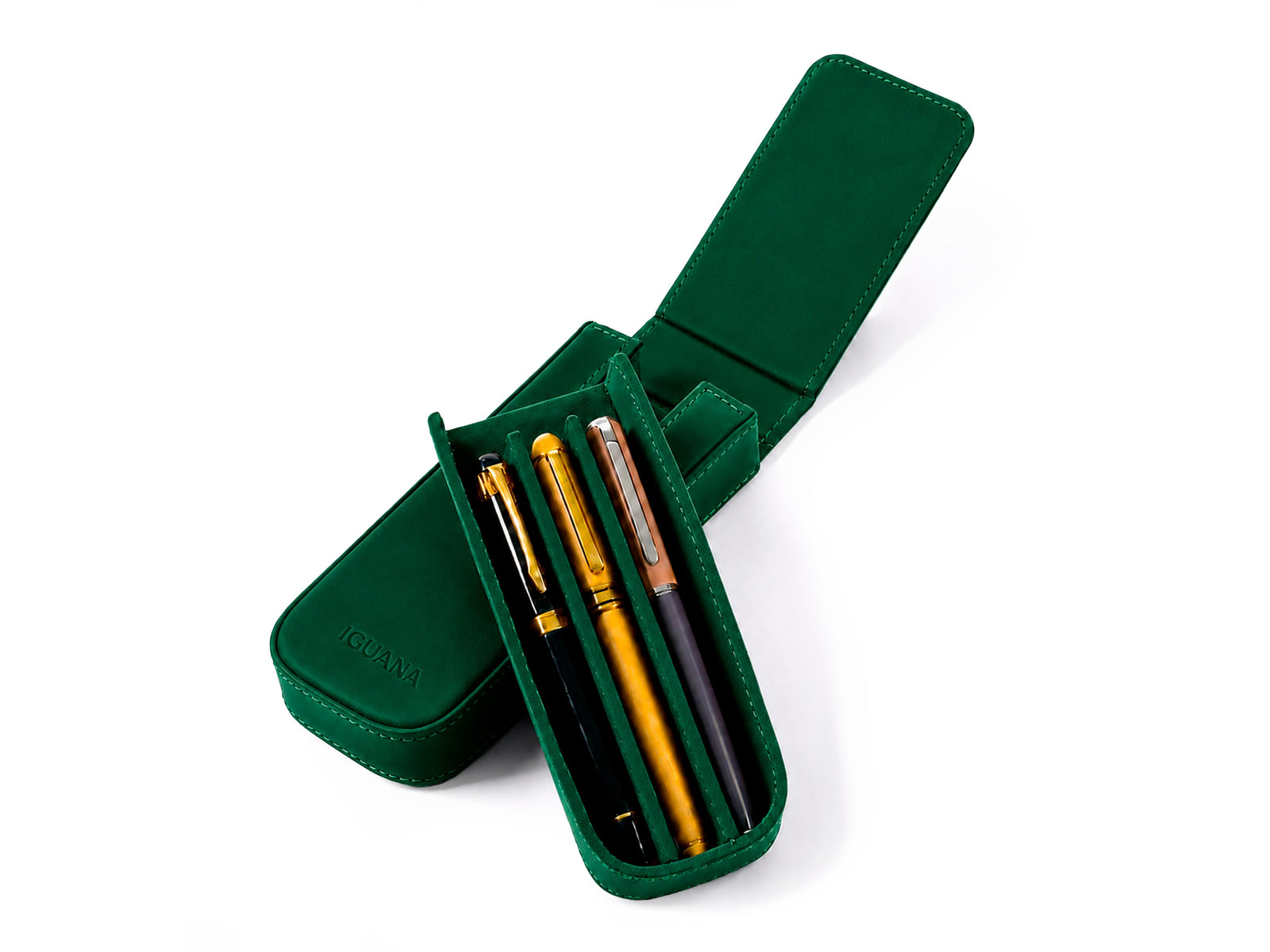 Iguana Stifteetui Grün für 3 Schreibaufgaben, PEN-CASE-GREEN-3