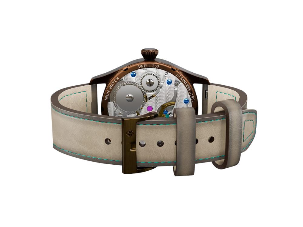 Indie Watch Swell Automatik Uhr, PVD Bronze, Hellblau, 42 mm, 257HB