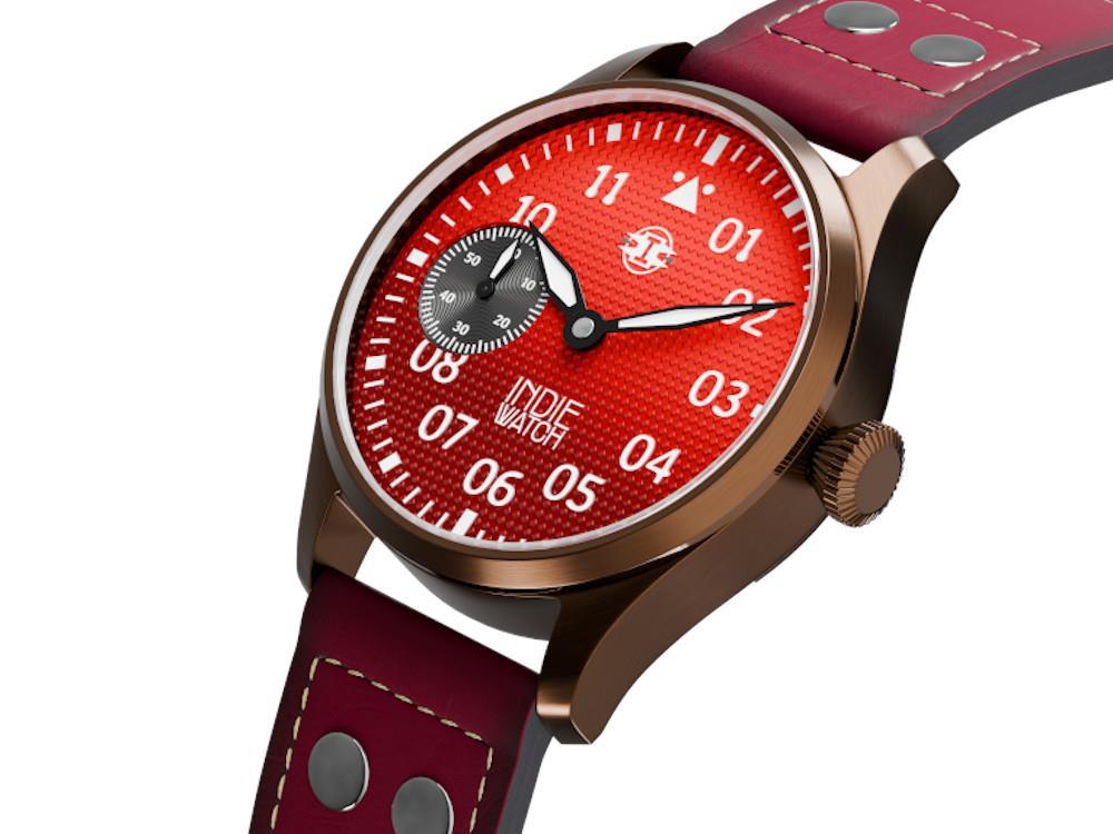 Indie Watch Swell Automatik Uhr, PVD Bronze, Rot, 42 mm, 257YB