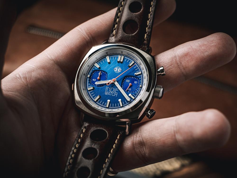 Indie Watch Strum Quartz Uhr, Blau, 42 mm, Chronograph, 521K