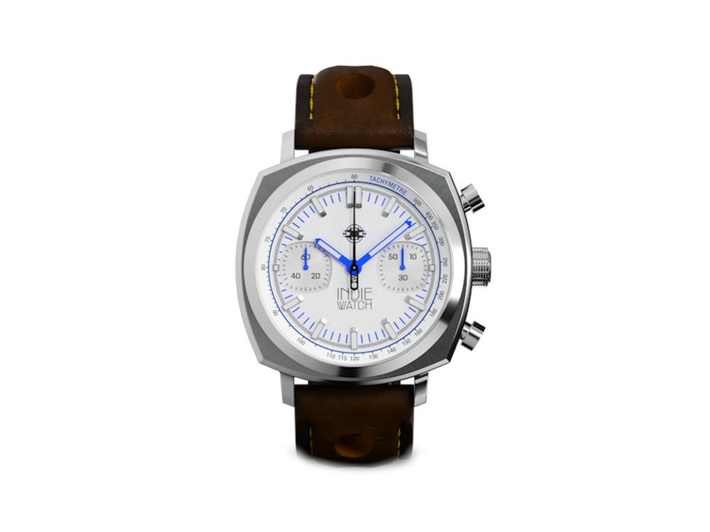 Indie Watch Strum Quartz Uhr, Weiss, 42 mm, Chronograph, 521L