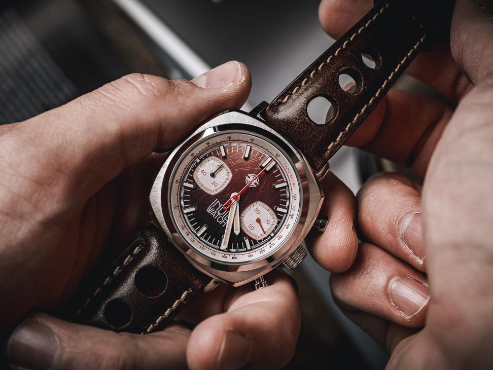 Indie Watch Strum Quartz Uhr, Braun, 42 mm, Chronograph, 521S