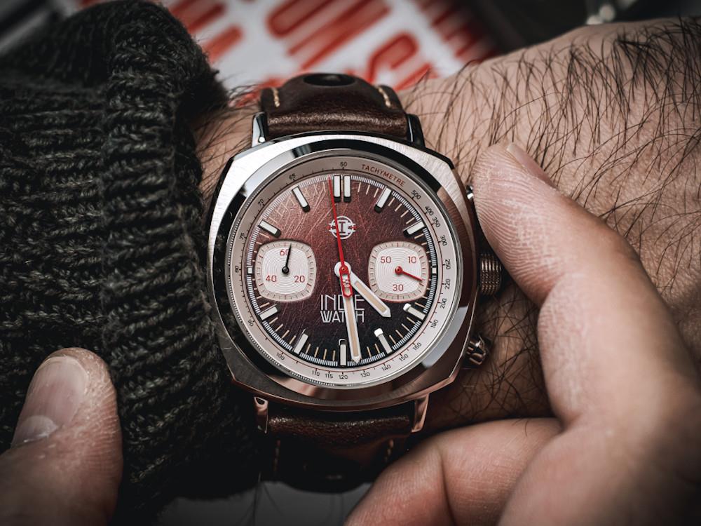 Indie Watch Strum Quartz Uhr, Braun, 42 mm, Chronograph, 521S