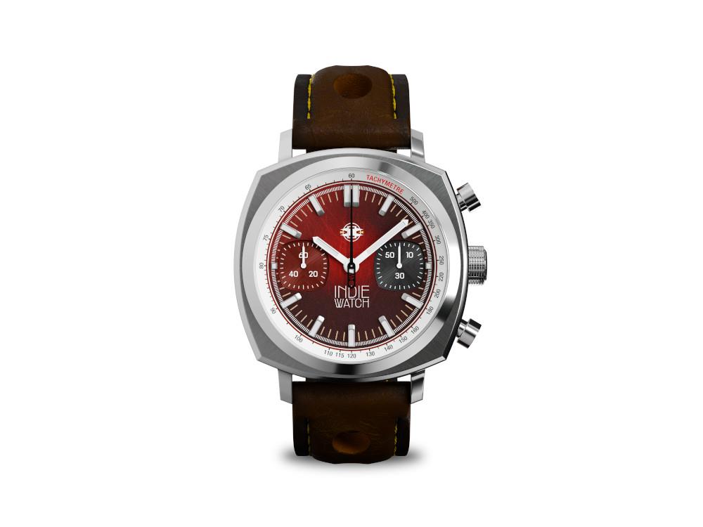Indie Watch Strum Quartz Uhr, Rot, 42 mm, Chronograph, 521T