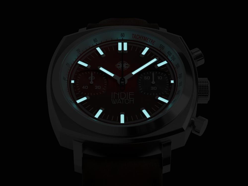 Indie Watch Strum Quartz Uhr, Rot, 42 mm, Chronograph, 521T