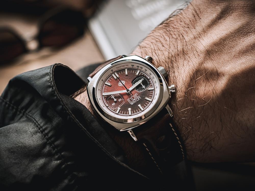 Indie Watch Strum Quartz Uhr, Rot, 42 mm, Chronograph, 521T