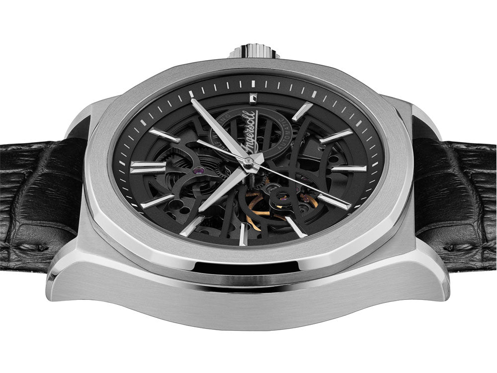 Ingersoll Orville Automatik Uhr, 46 mm, Schwarz, Lederband, I09302