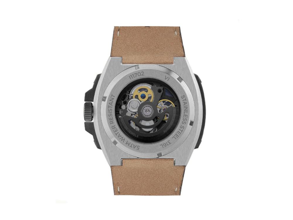 Ingersoll Motion Automatik Uhr, PVD, 50mm, Schwarz, Lederband, I11702