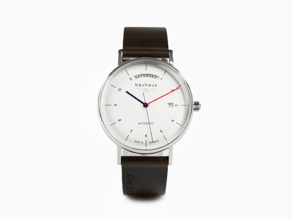 Bauhaus Automatik Uhr, Weiss, 41 mm, Tag und Datum, 2162-1
