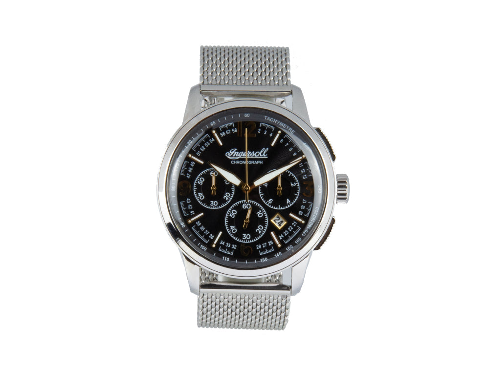 Ingersoll Regent Quartz Uhr, Chronograph, Schwarz, Milanaise Stahlband, I00103