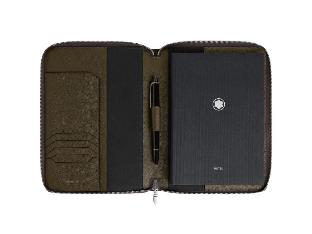 Montblanc Kleine Notizbuchhülle mit Reißverschluss, Leder, Grün, 137537