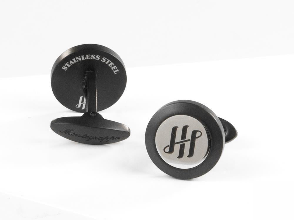 Montegrappa Classico Ambigram Manschettenknöpfe, Edelstahl, IP Black, IDA1CLBS