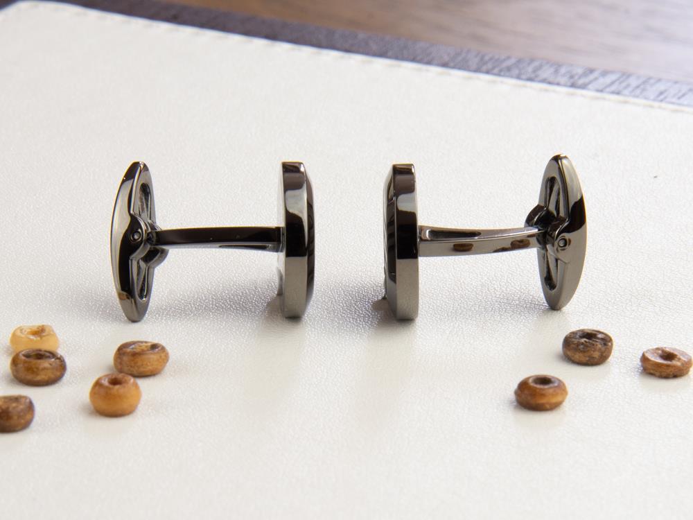 Montegrappa Classico Ambigram Manschettenknöpfe, Edelstahl, IP Gun metal