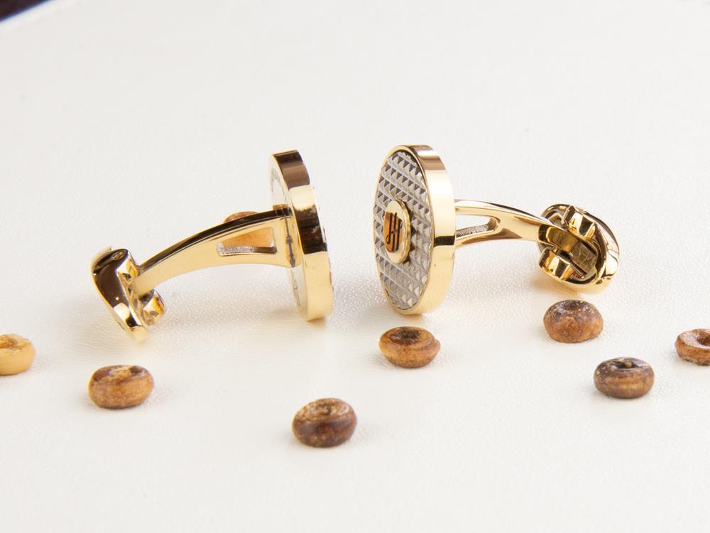 Montegrappa Clou Ambigram Manschettenknöpfe, Edelstahl, IP Yellow Gold, IDA3CLYS