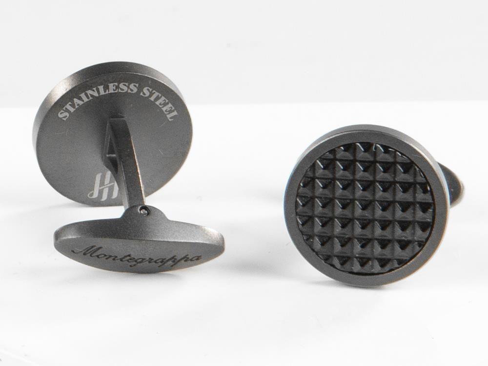 Montegrappa Clou Manschettenknöpfe, Edelstahl, IP Gun Metal & IP Black, IDCPCLLB