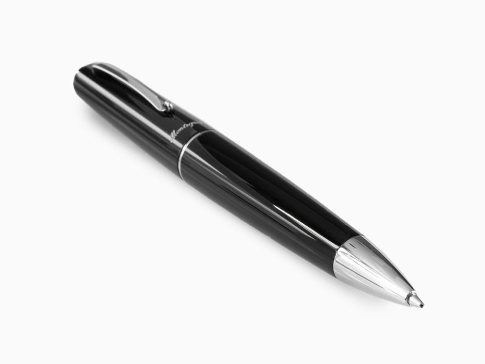 Montegrappa Elmo 01 Kugelschreiber, Schwarzes Edelharz, Edelstahl, ISEORBAC