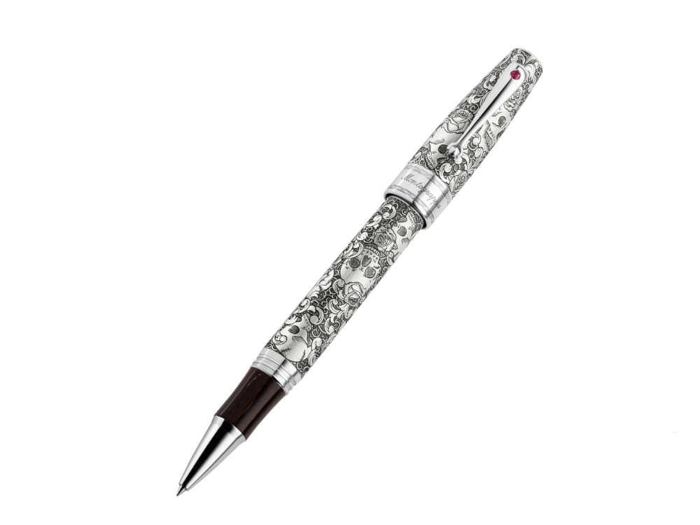 Montegrappa Skulls & Roses Roller, Silber, Limitierte Edition, ISSKNRSE