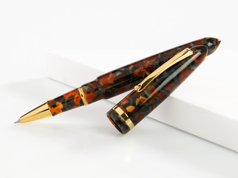 Montegrappa Venetia Plume Agate Roller, Orange, Vergoldet, ISVENRAJ
