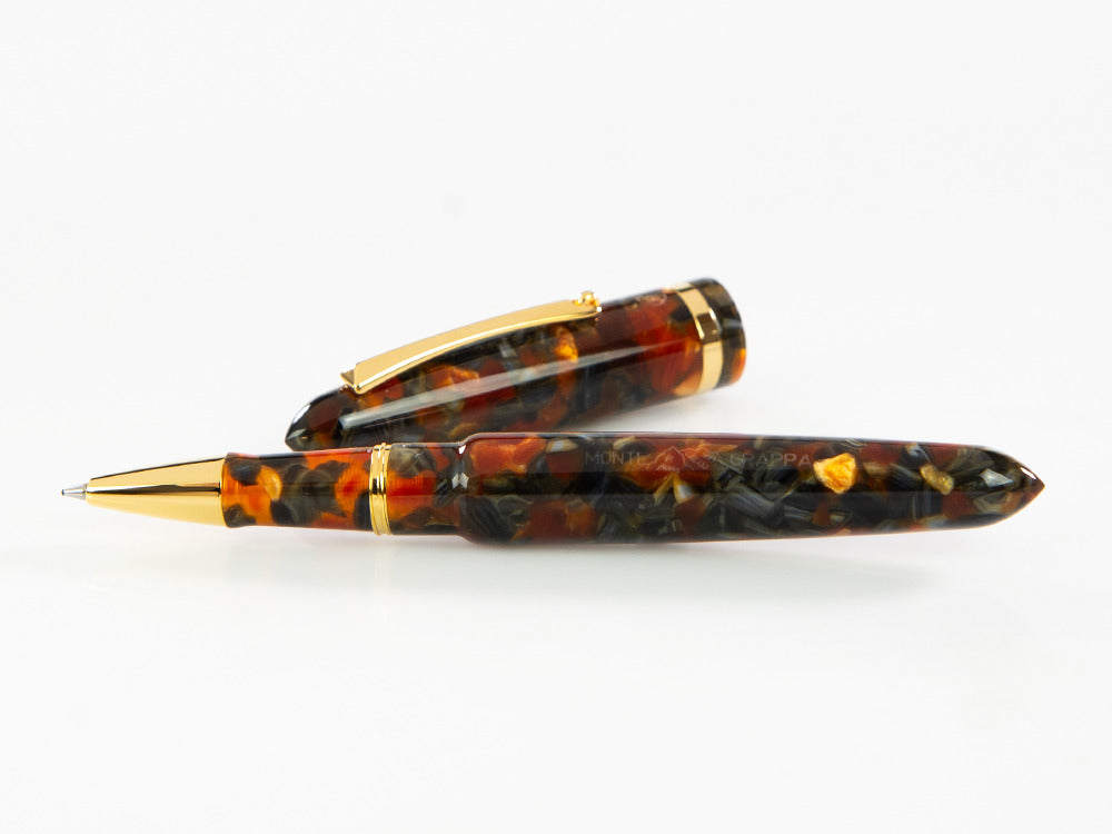 Montegrappa Venetia Plume Agate Roller, Orange, Vergoldet, ISVENRAJ