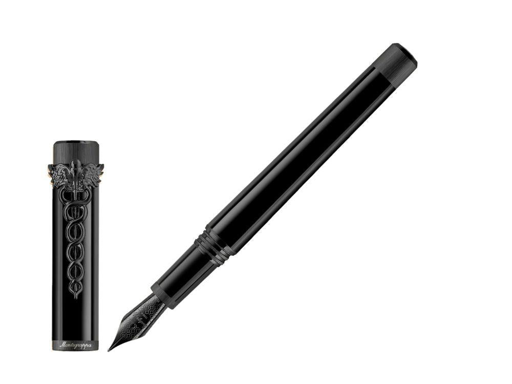 Montegrappa Zero Caduceus Ultra-Black Füllfederhalter Stahlfeder